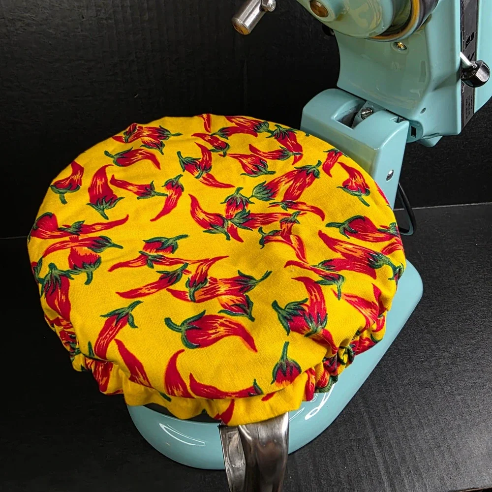 BBQ Theme Red Chili Peppers on Yellow KitchenAid Mixer Mixing Bowl Cover Baking
